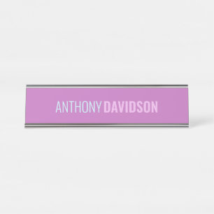 Minimalist Elegant Professional Orchid Lilac Blue Desk Name Plate