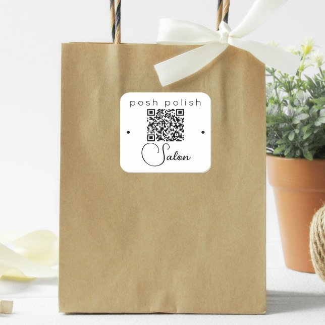 Minimalist Elegant Professional Salon Logo QR Code Square Sticker (Creator Uploaded)
