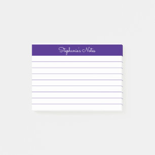 Minimalist Elegant Purple Lined Personalized Post-it Notes