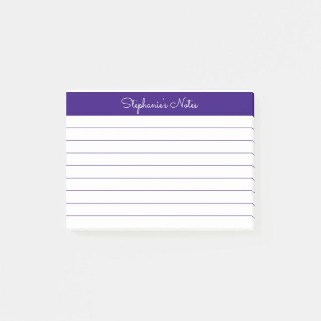 Minimalist Elegant Purple Lined Personalized Post-it Notes (Front)