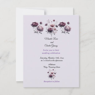 Minimalist Elegant Purple Peony Wedding Invitation