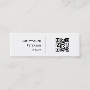 Minimalist Elegant QR Code Black and White Mini Business Card