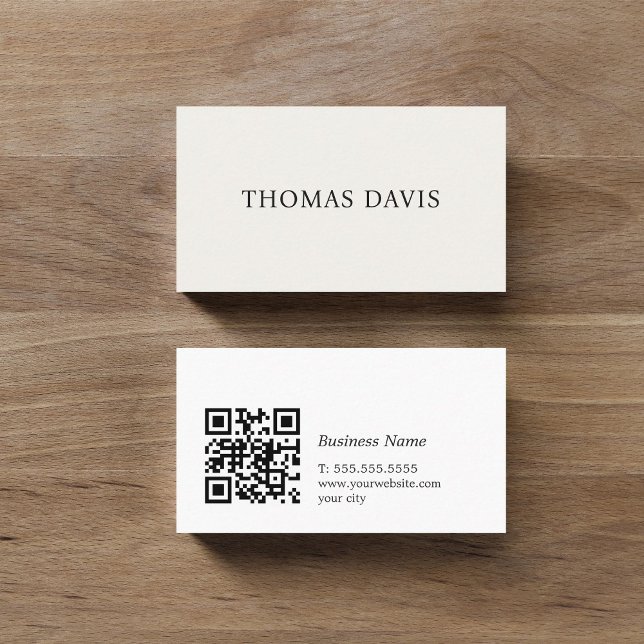 Minimalist Elegant QR Code Consultant Business Card (Creator Uploaded)