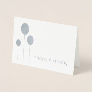 minimalist elegant real silver foil happy birthday card