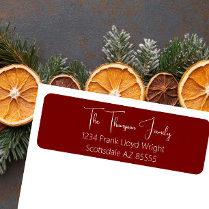 Minimalist Elegant Red Script Return Address