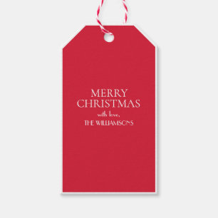 Minimalist Elegant Red White Merry Christmas Gift Tags