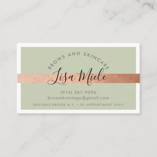 MINIMALIST elegant rose gold stripe sage green Business Card