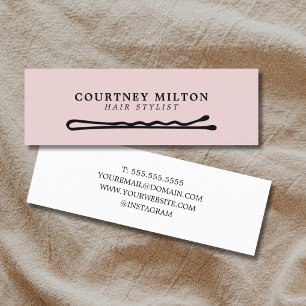 Minimalist Elegant Rose Hair Pin Hairdresser Mini Business Card