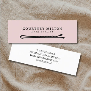 Minimalist Elegant Rose Hair Pin Hairdresser Mini Business Card