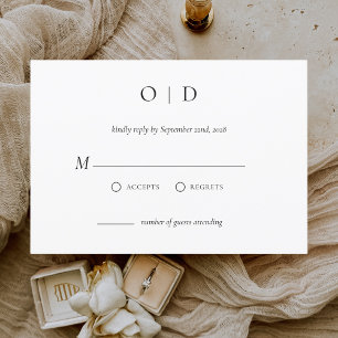 Minimalist Elegant RSVP Simple Black White Invitation