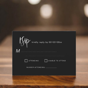 Minimalist Elegant RSVP Simple Black White Invitation