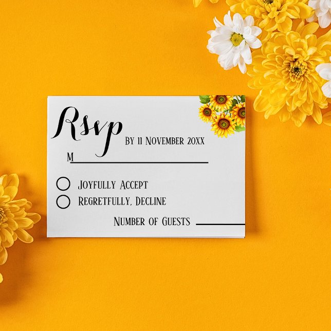 Minimalist Elegant rustic sunflower wedding Rsvp  Card (Creator Uploaded)