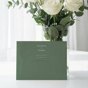 Minimalist Elegant Sage Green Floral Wedding Envelope