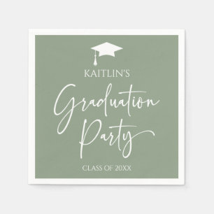 Minimalist Elegant Sage Green Graduation Party Napkin