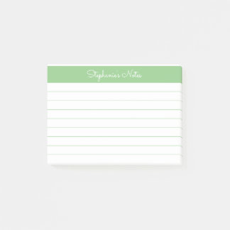 Minimalist Elegant Sage Green Lined Personalized Post-it Notes