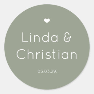 Minimalist Elegant Sage Green Wedding Classic Round Sticker