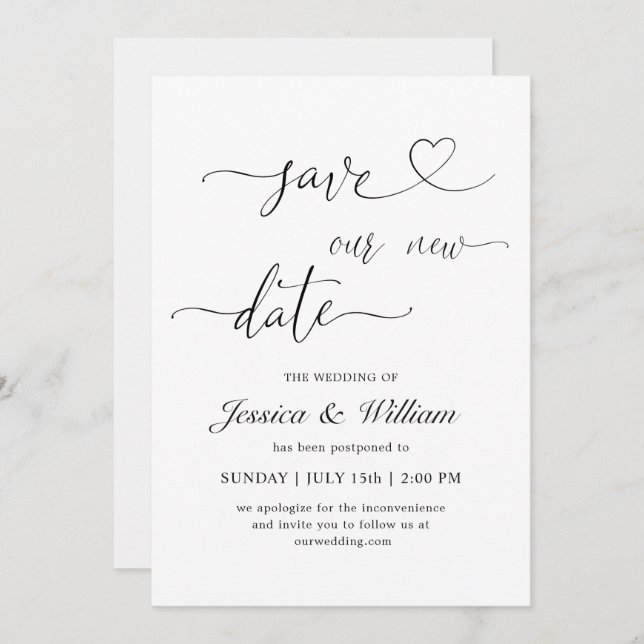 Minimalist Elegant Save our new  Date Postponed Invitation (Front/Back)