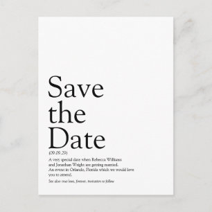 Minimalist Elegant Save the Date Definition Postcard