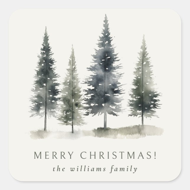 Minimalist Elegant Scandinavian Christmas Tree Square Sticker (Front)