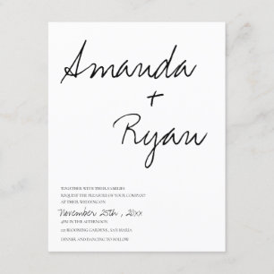 Minimalist   Elegant Script Black & White Wedding Invitation