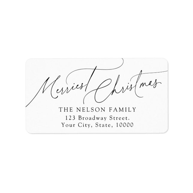 Minimalist Elegant Script Christmas Return Address Label (Front)