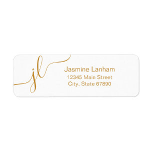 Minimalist Elegant Script Gold Monogram Address