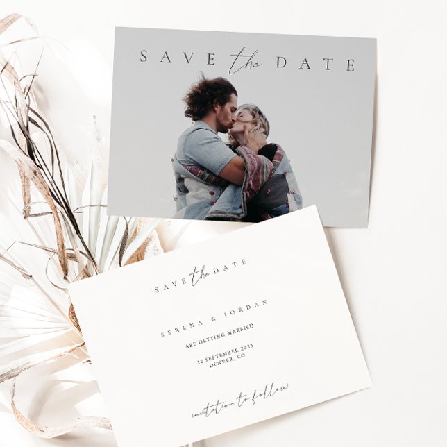 Minimalist Elegant Script Photo Save the Date (Creator Uploaded)