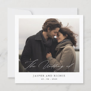 Minimalist Elegant Script Photo Square Wedding Invitation