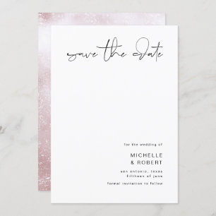 Minimalist Elegant Script Rose Gold Save The Date Invitation