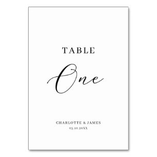 Minimalist Elegant Script Table One Table Number