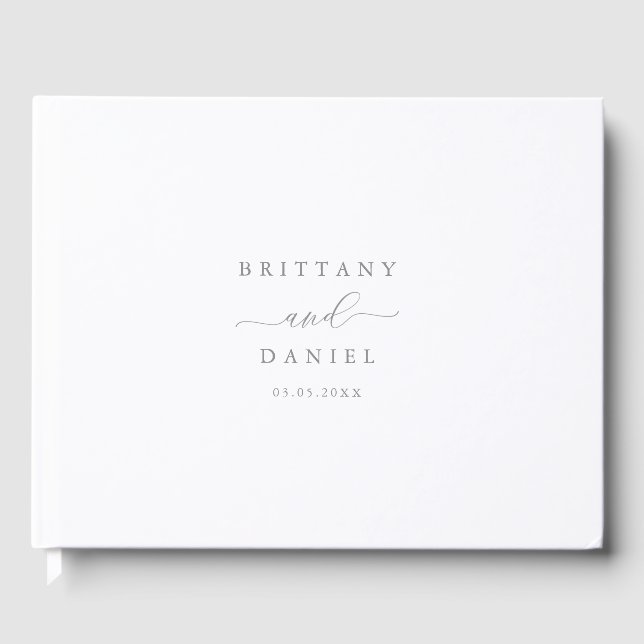 Minimalist Elegant Script Wedding Guest Book (Front)
