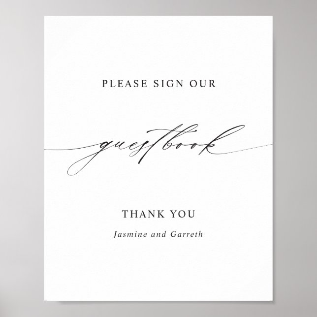 Minimalist Elegant Script Wedding Guestbook Sign (Front)