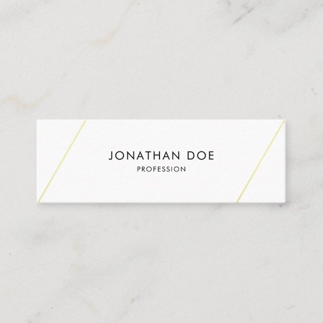 Minimalist Elegant Simple Modern Plain Gold Lines Mini Business Card (Front)