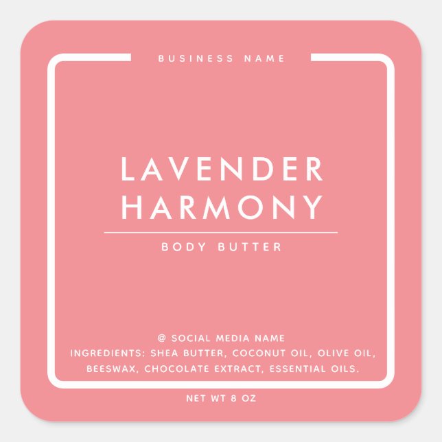 Minimalist elegant simple modern wraparound  square sticker (Front)