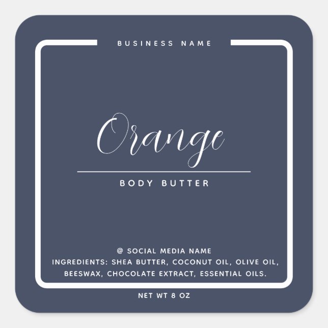 Minimalist elegant simple modern wraparound  square sticker (Front)