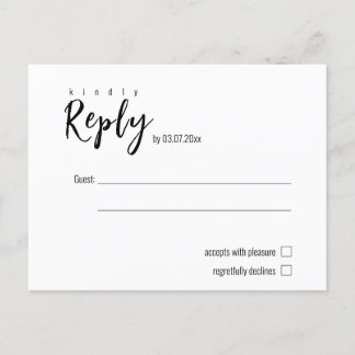 💍 Minimalist Elegant simple RSVP Postcard