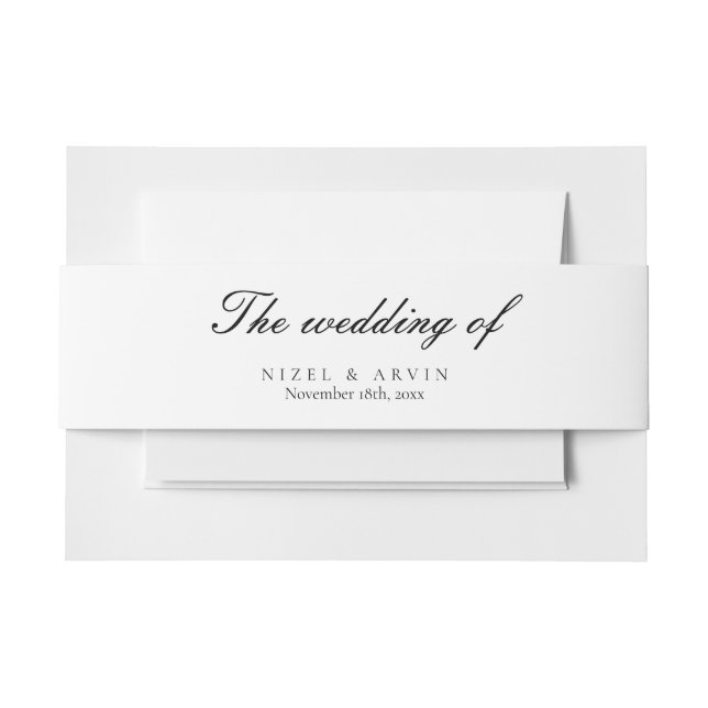 Minimalist Elegant Simple Traditional Script  Invitation Belly Band (Front Example)