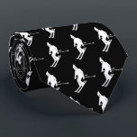 Minimalist Elegant Skiers Winter Black White Tie<br><div class="desc">Cool winter themed skier pattern design. Alpine skiers skiing in vintage retro ski suits. Wonderful winter sport fun gift for a skier in your circle of friends, co-workers or family. Whimsical skiers artwork illustration design. Skiers skiing ski home decor, Ski team, ski coach gift. Skiers skiing ski skis neck tie...</div>