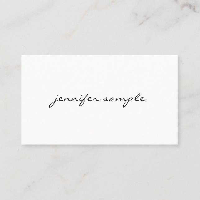 Minimalist Elegant Sleek Cursive Script Modern Top Business Card (Front)
