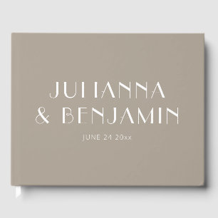 Minimalist Elegant Taupe Brown Custom Wedding Guest Book