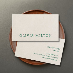 Minimalist Elegant Texture Beige Green Bold Business Card