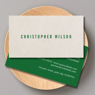 Minimalist Elegant Texture Beige Green Consultant Business Card