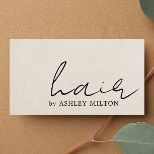 Minimalist Elegant Texture Beige Hairstylist Business Card