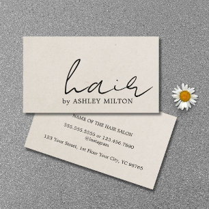 Minimalist Elegant Texture Beige Hairstylist Business Card
