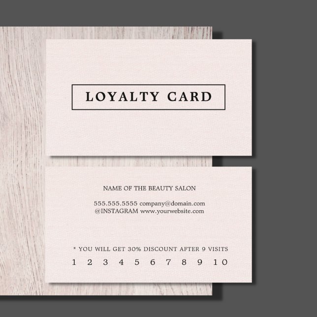Minimalist Elegant Texture Light Pink Beauty  Loyalty Card (Creator Uploaded)