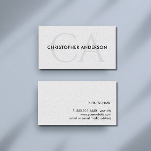 Minimalist Elegant Texture White Bold Monogram Business Card
