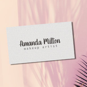 Minimalist Elegant Texture White Makeup Artist Business Card