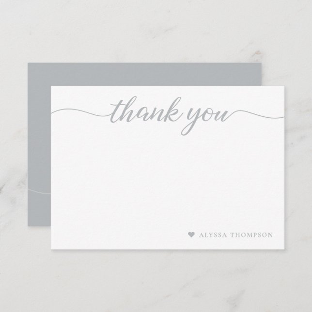 Minimalist Elegant Thank you Script Personalized Card (Front/Back)