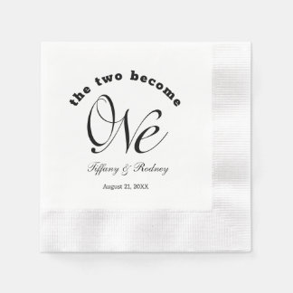 Minimalist Elegant The Two Become One Wedding Napkin
