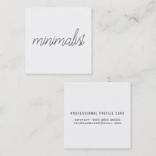 minimalist elegant thin script on white square business card